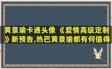 黄景瑜卡通头像 《爱情高级定制》新预告,热巴黄景瑜都有何值得期待之处